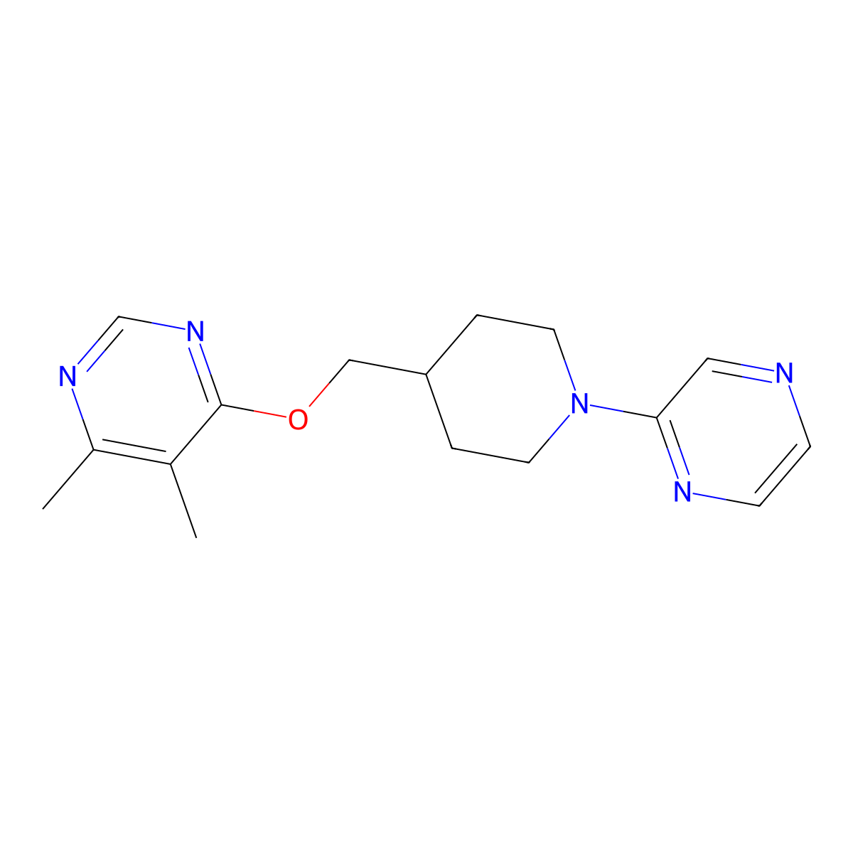 4,5-Dimethyl-6-{[1-(pyrazin-2-yl)piperidin-4-yl]methoxy}pyrimidine molecular structure, CAS 2320861-24-1
