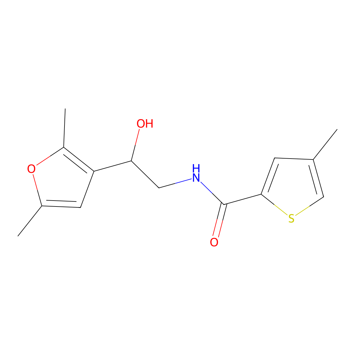 N-[2-(2,5-dimethylfuran-3-yl)-2-hydroxyethyl]-4-methylthiophene-2-carboxamide molecular structure, CAS 2320861-51-4