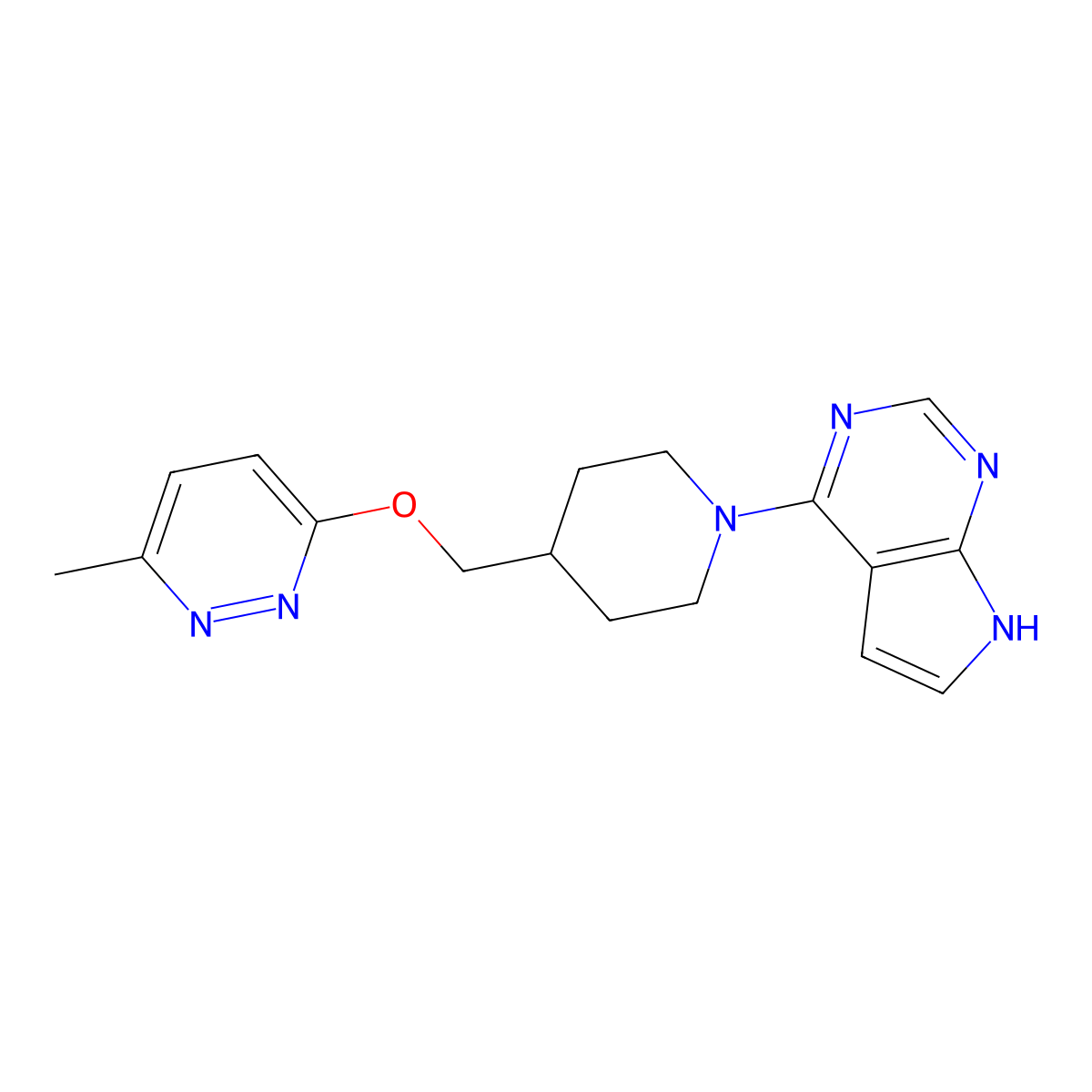 3-methyl-6-[(1-{7H-pyrrolo[2,3-d]pyrimidin-4-yl}piperidin-4-yl)methoxy]pyridazine molecular structure, CAS 2320861-52-5