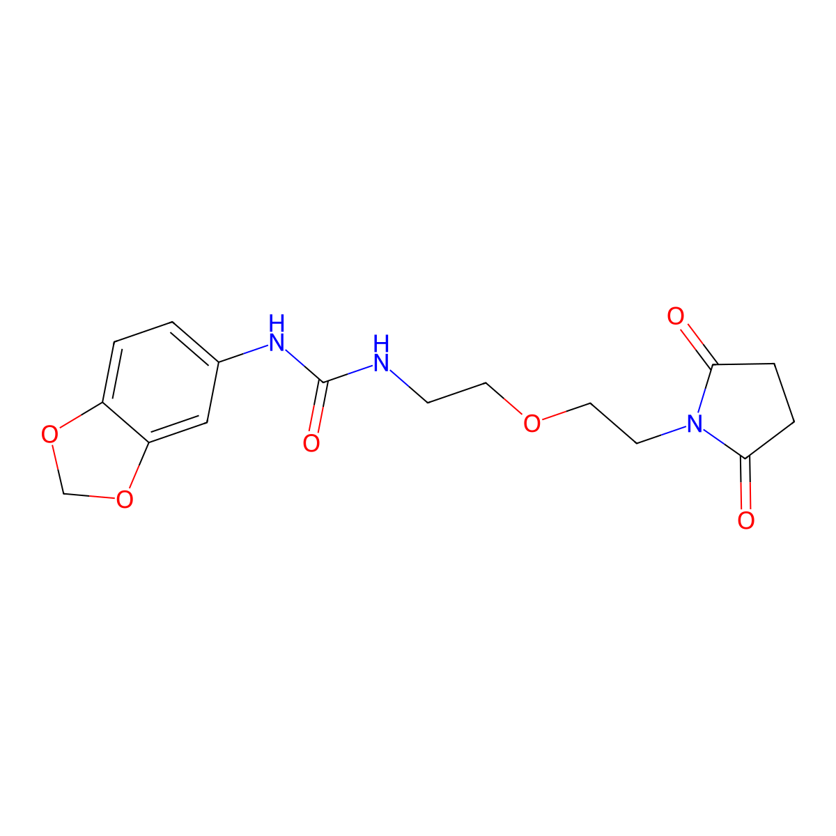 1-(2H-1,3-benzodioxol-5-yl)-3-{2-[2-(2,5-dioxopyrrolidin-1-yl)ethoxy]ethyl}urea molecular structure, CAS 2320861-62-7