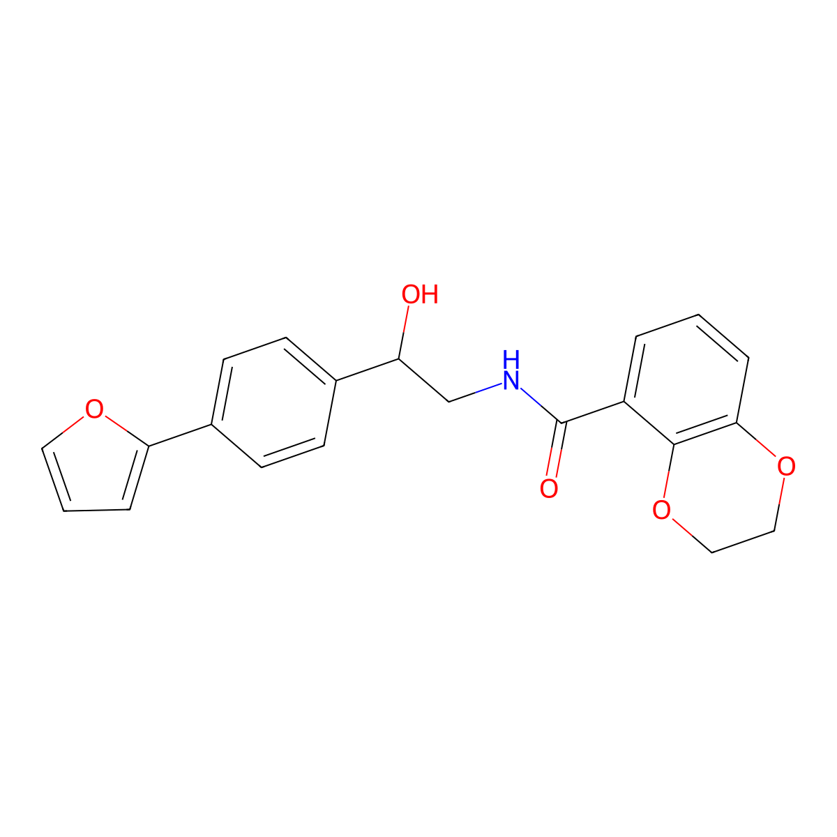 N-{2-[4-(furan-2-yl)phenyl]-2-hydroxyethyl}-2,3-dihydro-1,4-benzodioxine-5-carboxamide molecular structure, CAS 2320861-71-8