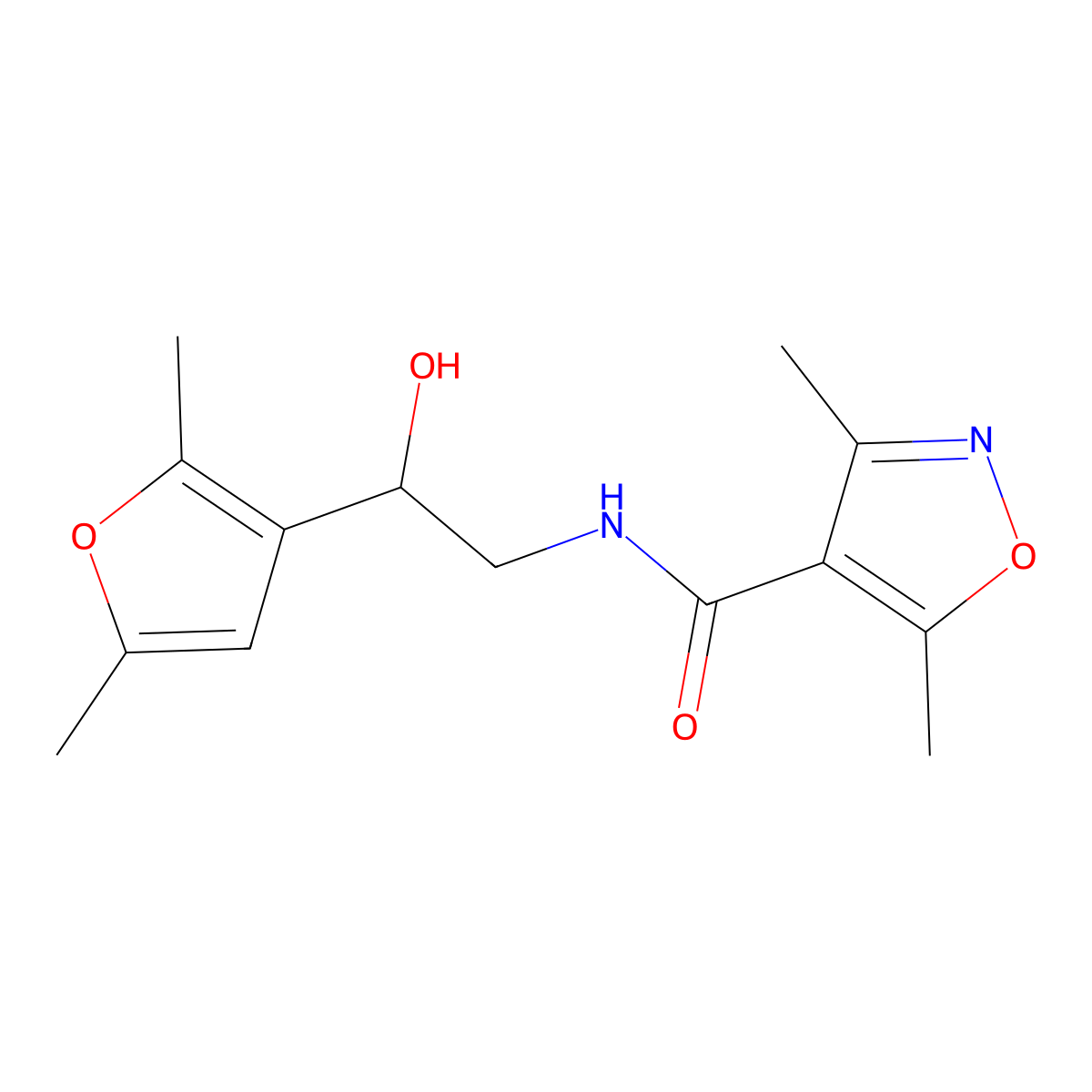 N-[2-(2,5-dimethylfuran-3-yl)-2-hydroxyethyl]-3,5-dimethyl-1,2-oxazole-4-carboxamide molecular structure, CAS 2320861-79-6