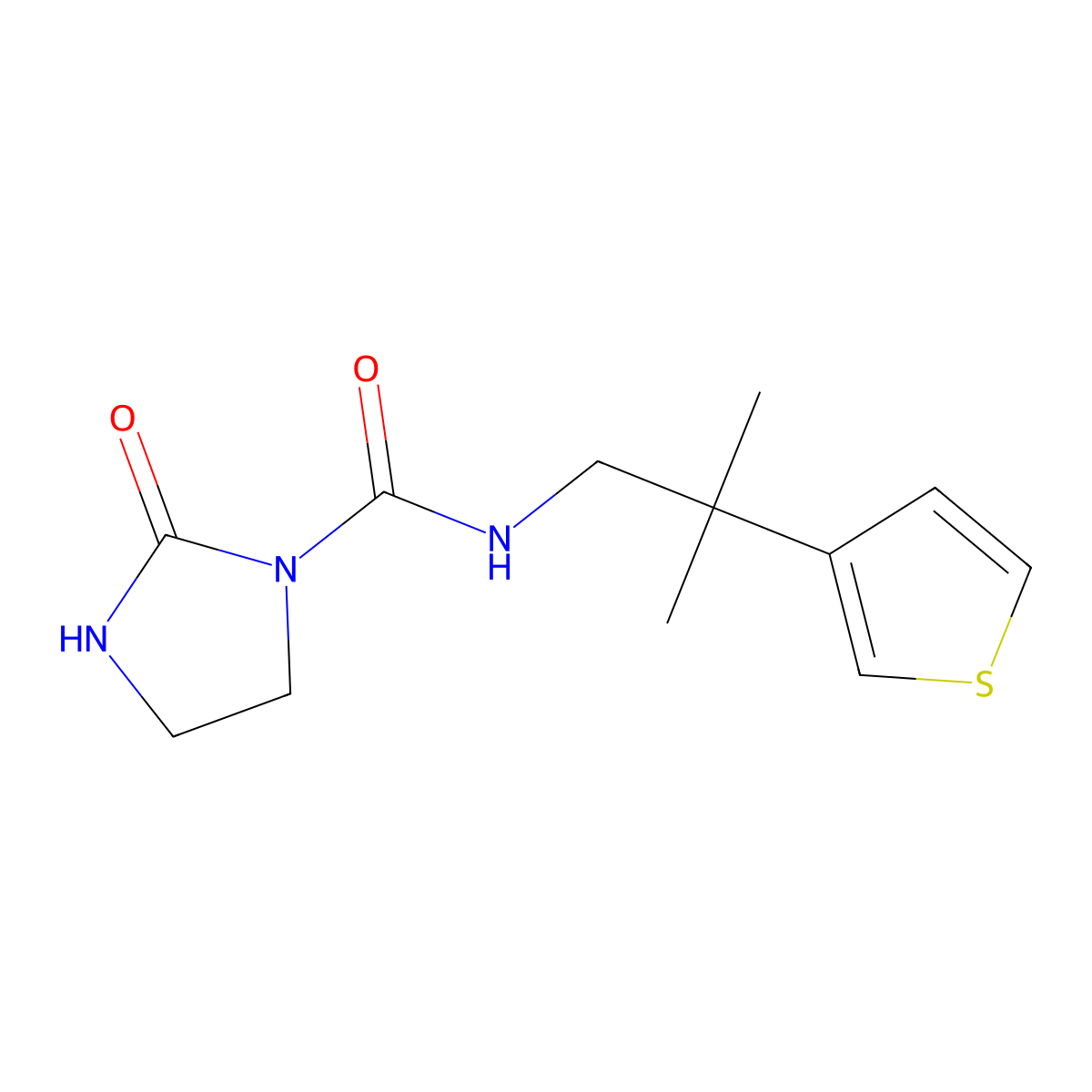 N-(2-methyl-2-(thiophen-3-yl)propyl)-2-oxoimidazolidine-1-carboxamide molecular structure, CAS 2320861-98-9