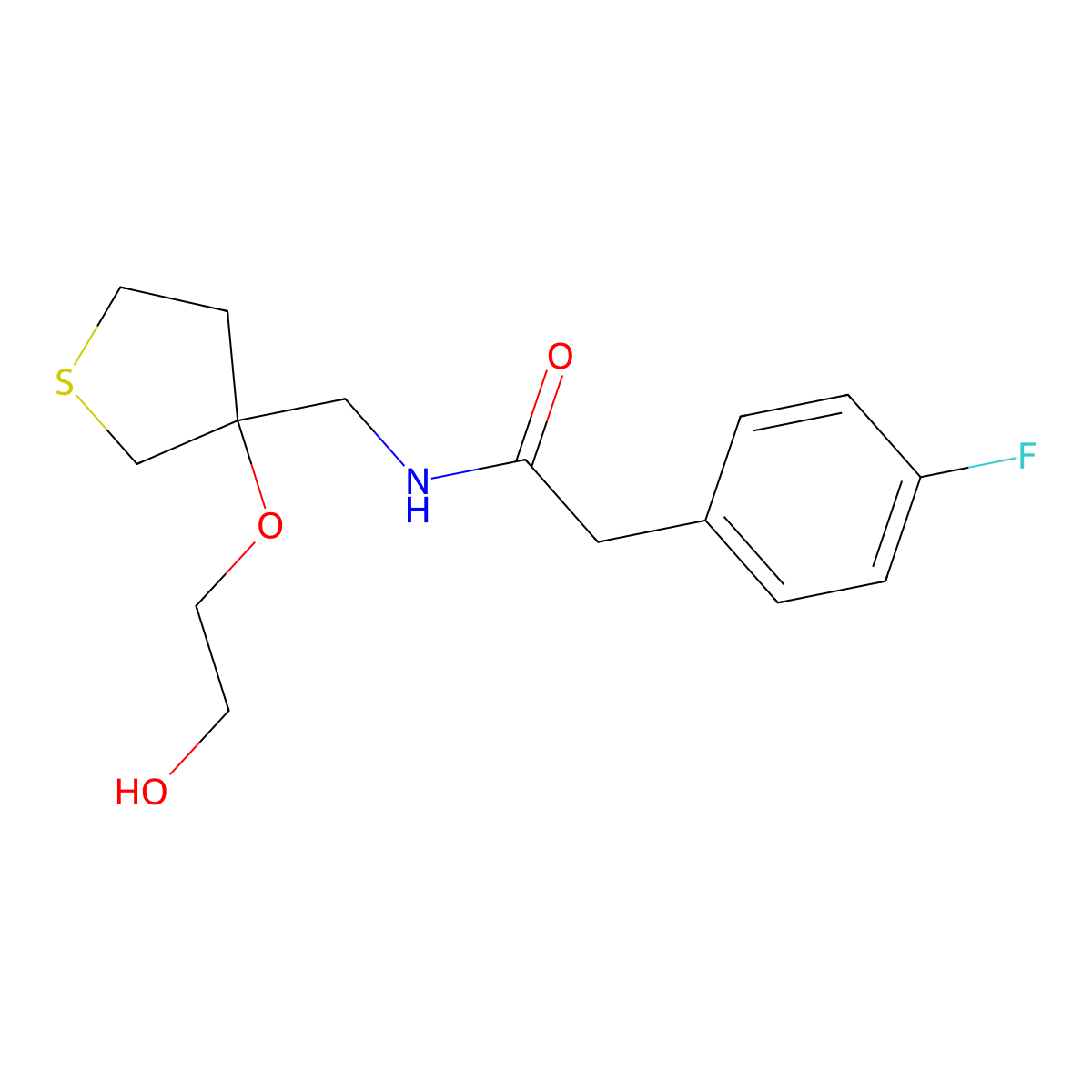 2-(4-fluorophenyl)-N-{[3-(2-hydroxyethoxy)thiolan-3-yl]methyl}acetamide molecular structure, CAS 2320884-16-8