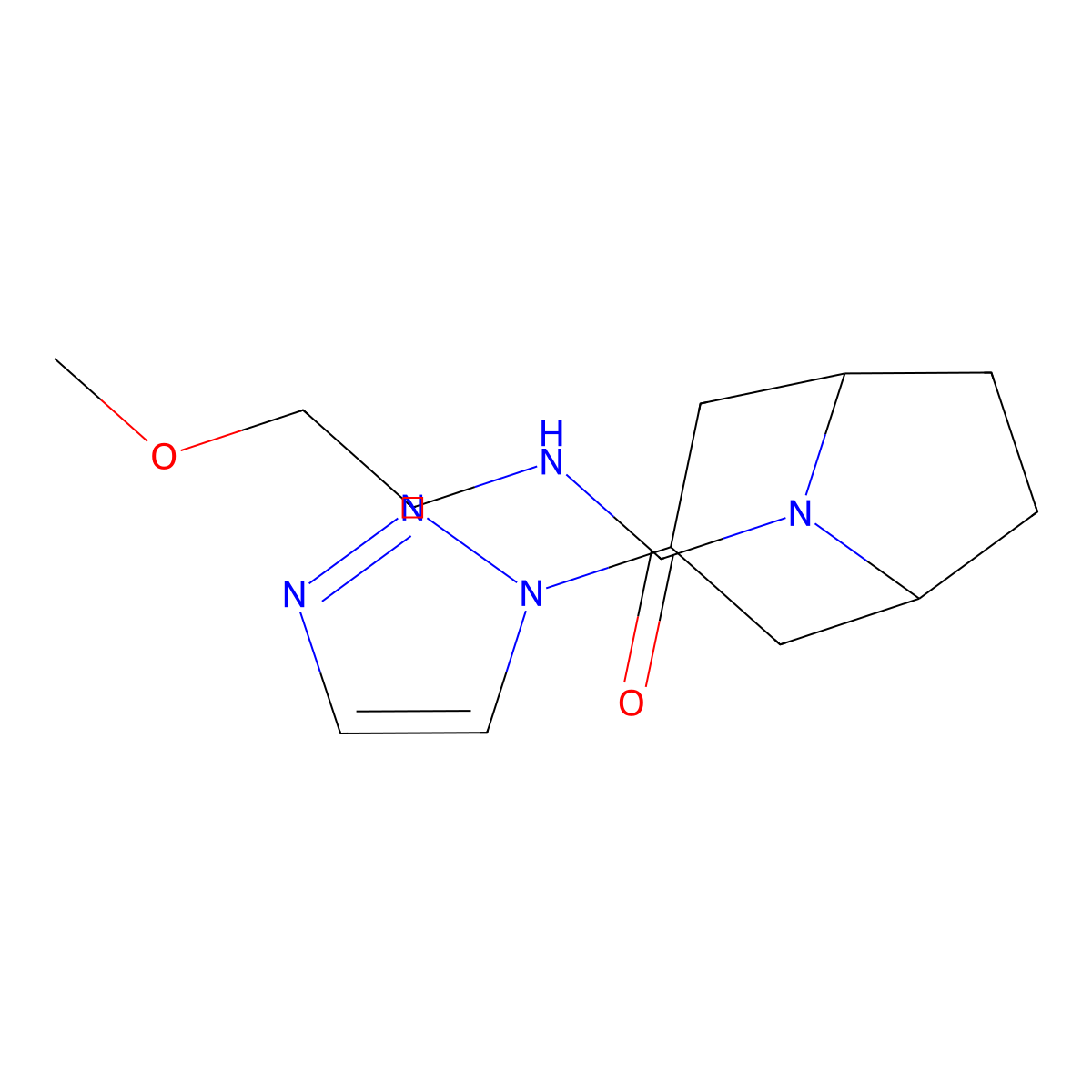 N-(2-methoxyethyl)-3-(1H-1,2,3-triazol-1-yl)-8-azabicyclo[3.2.1]octane-8-carboxamide molecular structure, CAS 2320884-23-7