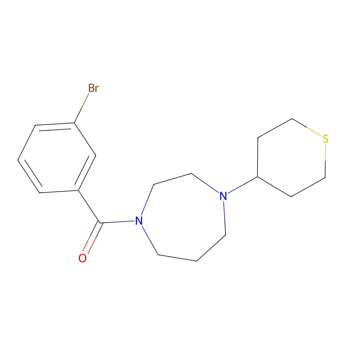 1-(3-Bromobenzoyl)-4-(thian-4-yl)-1,4-diazepane molecular structure, CAS 2320884-49-7
