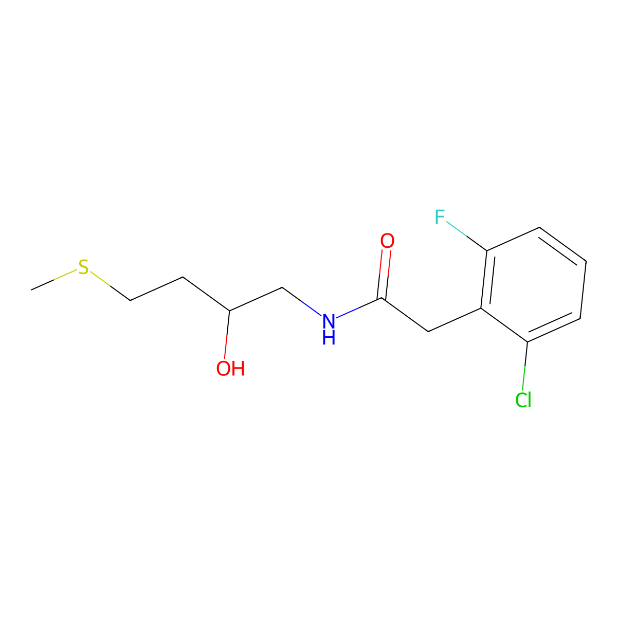 2-(2-chloro-6-fluorophenyl)-N-[2-hydroxy-4-(methylsulfanyl)butyl]acetamide molecular structure, CAS 2320884-63-5