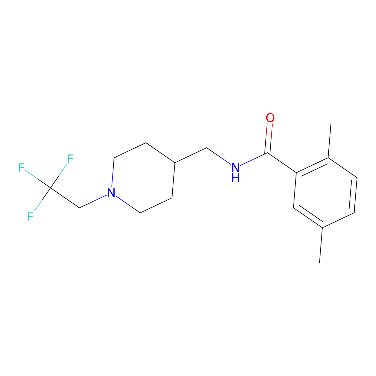 2,5-dimethyl-N-{[1-(2,2,2-trifluoroethyl)piperidin-4-yl]methyl}benzamide molecular structure, CAS 2320884-77-1