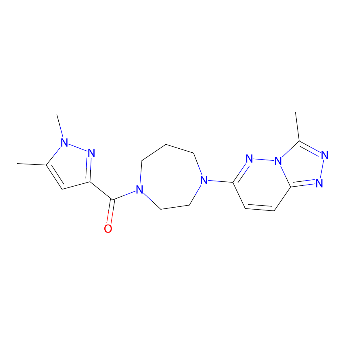 1-(1,5-dimethyl-1H-pyrazole-3-carbonyl)-4-{3-methyl-[1,2,4]triazolo[4,3-b]pyridazin-6-yl}-1,4-diazepane molecular structure, CAS 2320884-86-2