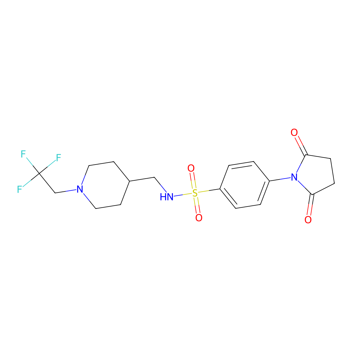 4-(2,5-dioxopyrrolidin-1-yl)-N-{[1-(2,2,2-trifluoroethyl)piperidin-4-yl]methyl}benzene-1-sulfonamide molecular structure, CAS 2320885-07-0