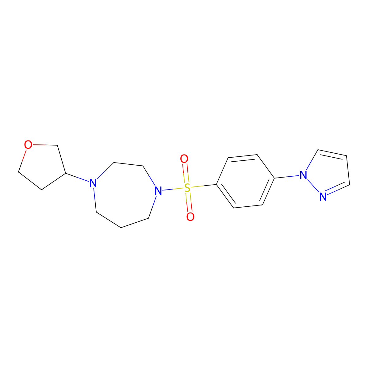 1-((4-(1H-pyrazol-1-yl)phenyl)sulfonyl)-4-(tetrahydrofuran-3-yl)-1,4-diazepane molecular structure, CAS 2320885-29-6