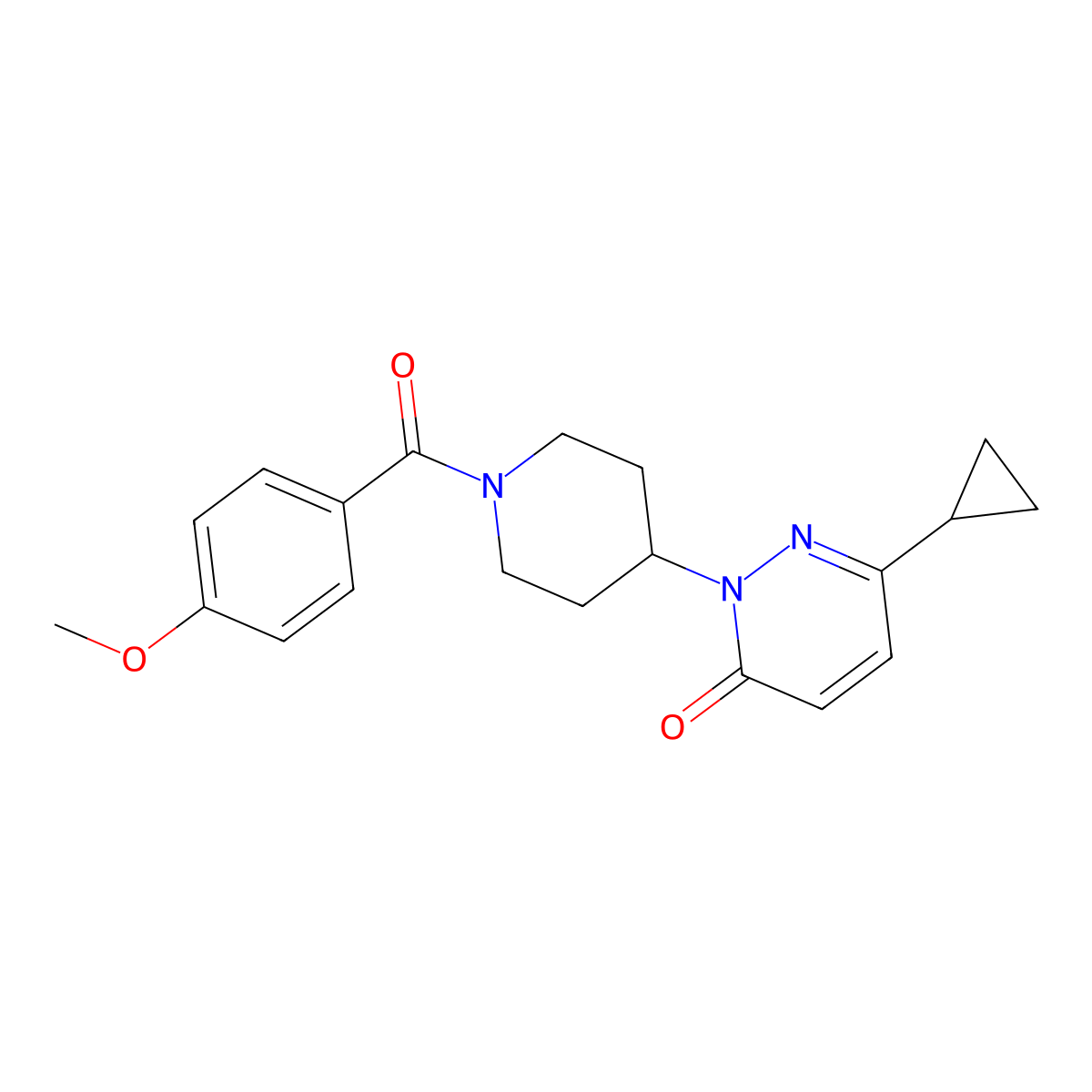 6-Cyclopropyl-2-[1-(4-methoxybenzoyl)piperidin-4-yl]-2,3-dihydropyridazin-3-one molecular structure, CAS 2320885-30-9