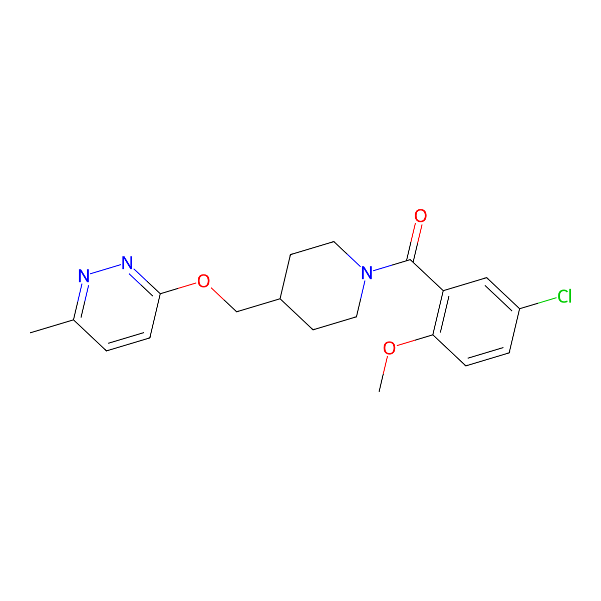 3-{[1-(5-Chloro-2-methoxybenzoyl)piperidin-4-yl]methoxy}-6-methylpyridazine molecular structure, CAS 2320885-66-1