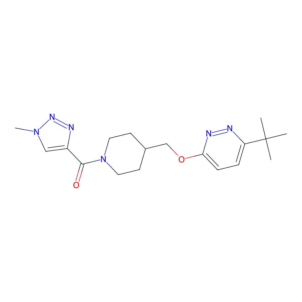 3-tert-butyl-6-{[1-(1-methyl-1H-1,2,3-triazole-4-carbonyl)piperidin-4-yl]methoxy}pyridazine molecular structure, CAS 2320885-70-7