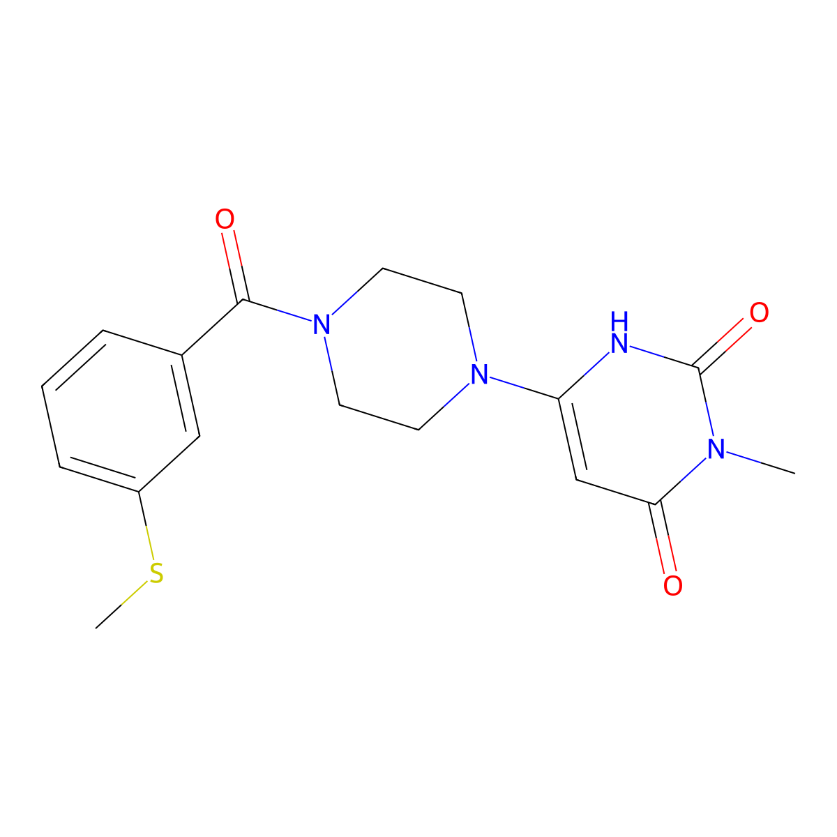 3-methyl-6-(4-(3-(methylthio)benzoyl)piperazin-1-yl)pyrimidine-2,4(1H,3H)-dione molecular structure, CAS 2320885-72-9