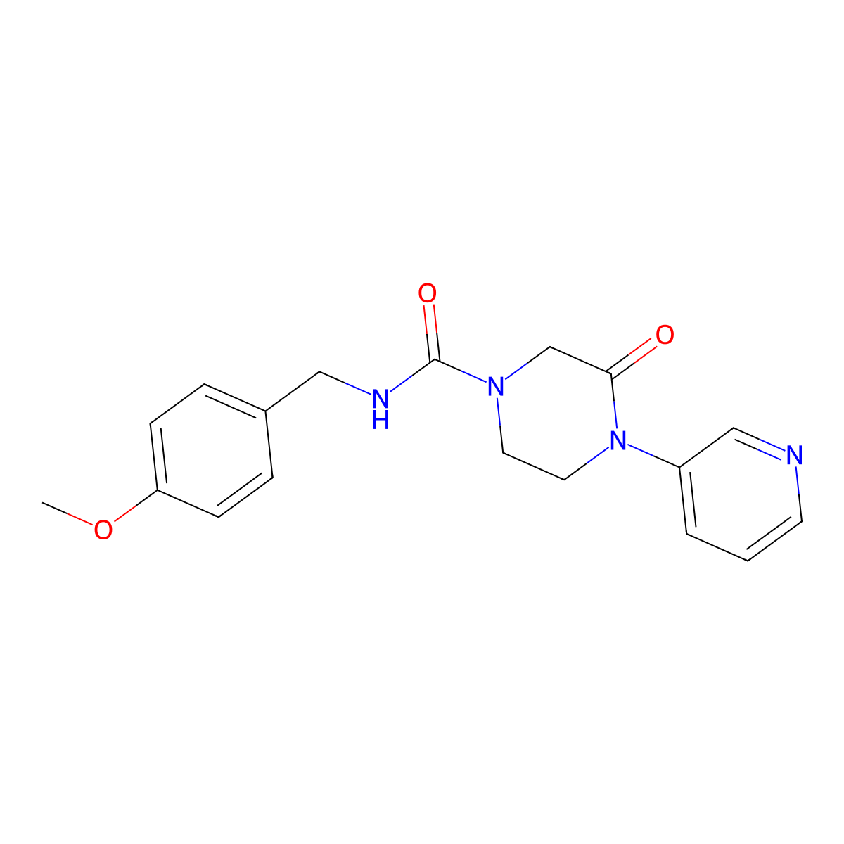 N-(4-methoxybenzyl)-3-oxo-4-(pyridin-3-yl)piperazine-1-carboxamide molecular structure, CAS 2320885-85-4