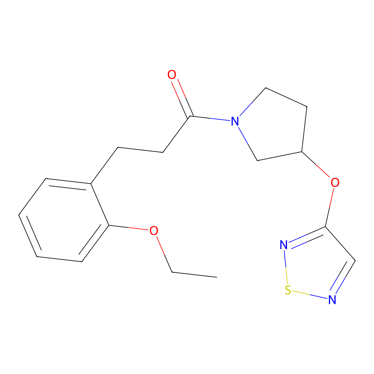 3-(2-Ethoxyphenyl)-1-[3-(1,2,5-thiadiazol-3-yloxy)pyrrolidin-1-yl]propan-1-one molecular structure, CAS 2320885-91-2