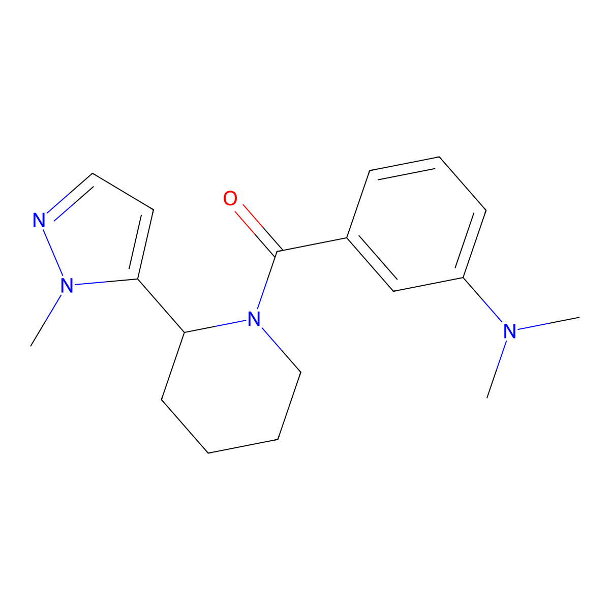 N,N-dimethyl-3-[2-(1-methyl-1H-pyrazol-5-yl)piperidine-1-carbonyl]aniline molecular structure, CAS 2320885-92-3