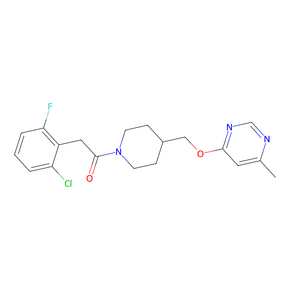 2-(2-Chloro-6-fluorophenyl)-1-(4-{[(6-methylpyrimidin-4-yl)oxy]methyl}piperidin-1-yl)ethan-1-one molecular structure, CAS 2320886-16-4