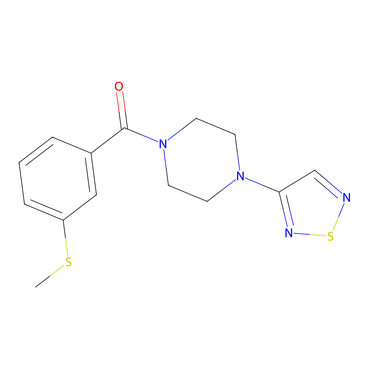 1-[3-(Methylsulfanyl)benzoyl]-4-(1,2,5-thiadiazol-3-yl)piperazine molecular structure, CAS 2320886-23-3