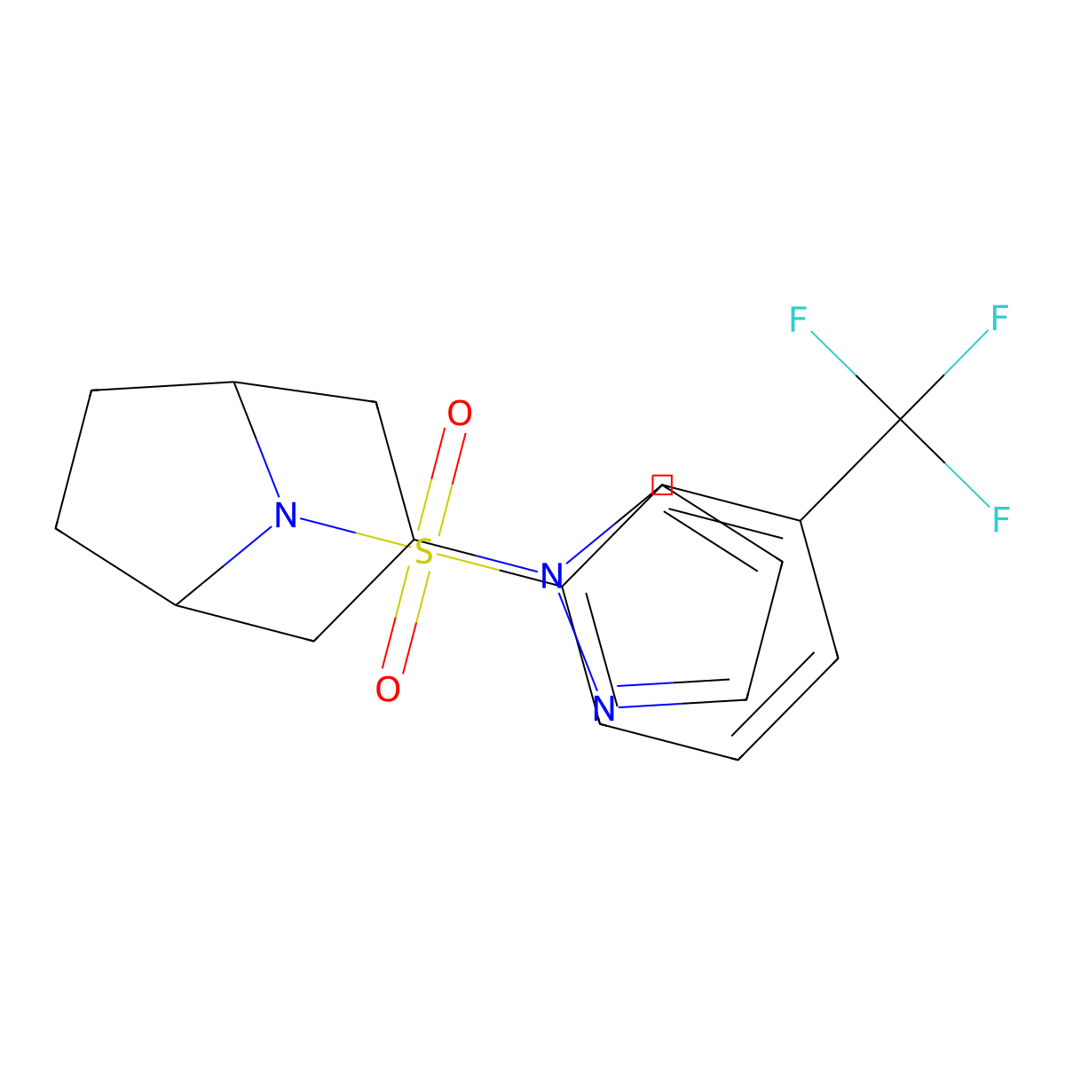 3-(1H-pyrazol-1-yl)-8-[3-(trifluoromethyl)benzenesulfonyl]-8-azabicyclo[3.2.1]octane molecular structure, CAS 2320886-38-0