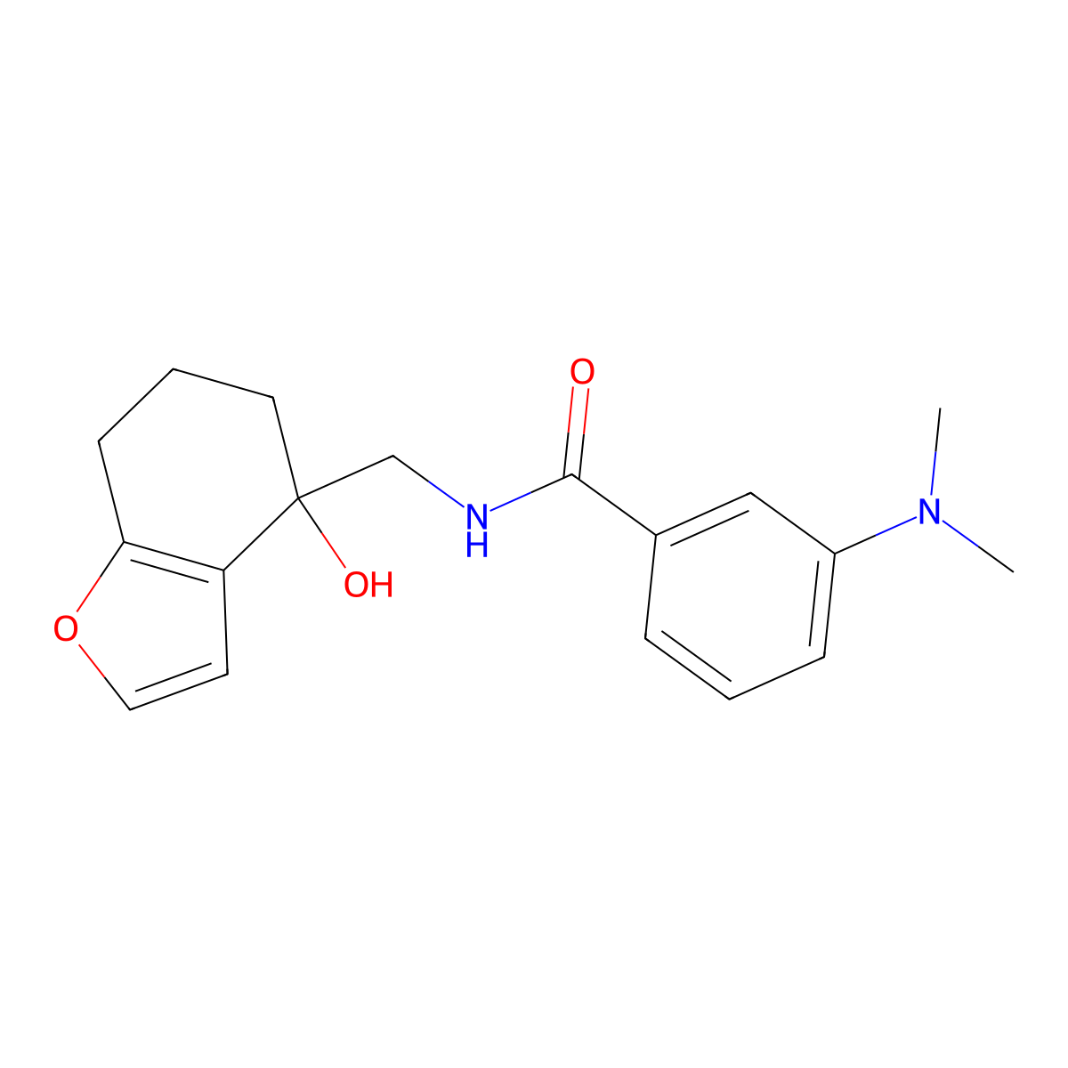 3-(dimethylamino)-N-((4-hydroxy-4,5,6,7-tetrahydrobenzofuran-4-yl)methyl)benzamide molecular structure, CAS 2320886-44-8