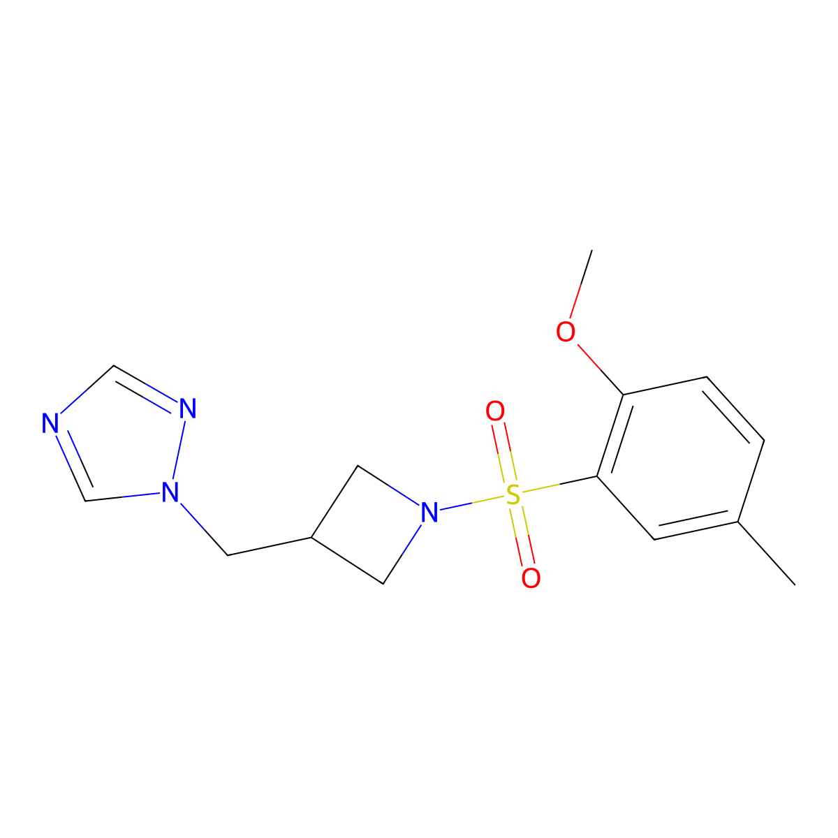 1-{[1-(2-methoxy-5-methylbenzenesulfonyl)azetidin-3-yl]methyl}-1H-1,2,4-triazole molecular structure, CAS 2320886-48-2