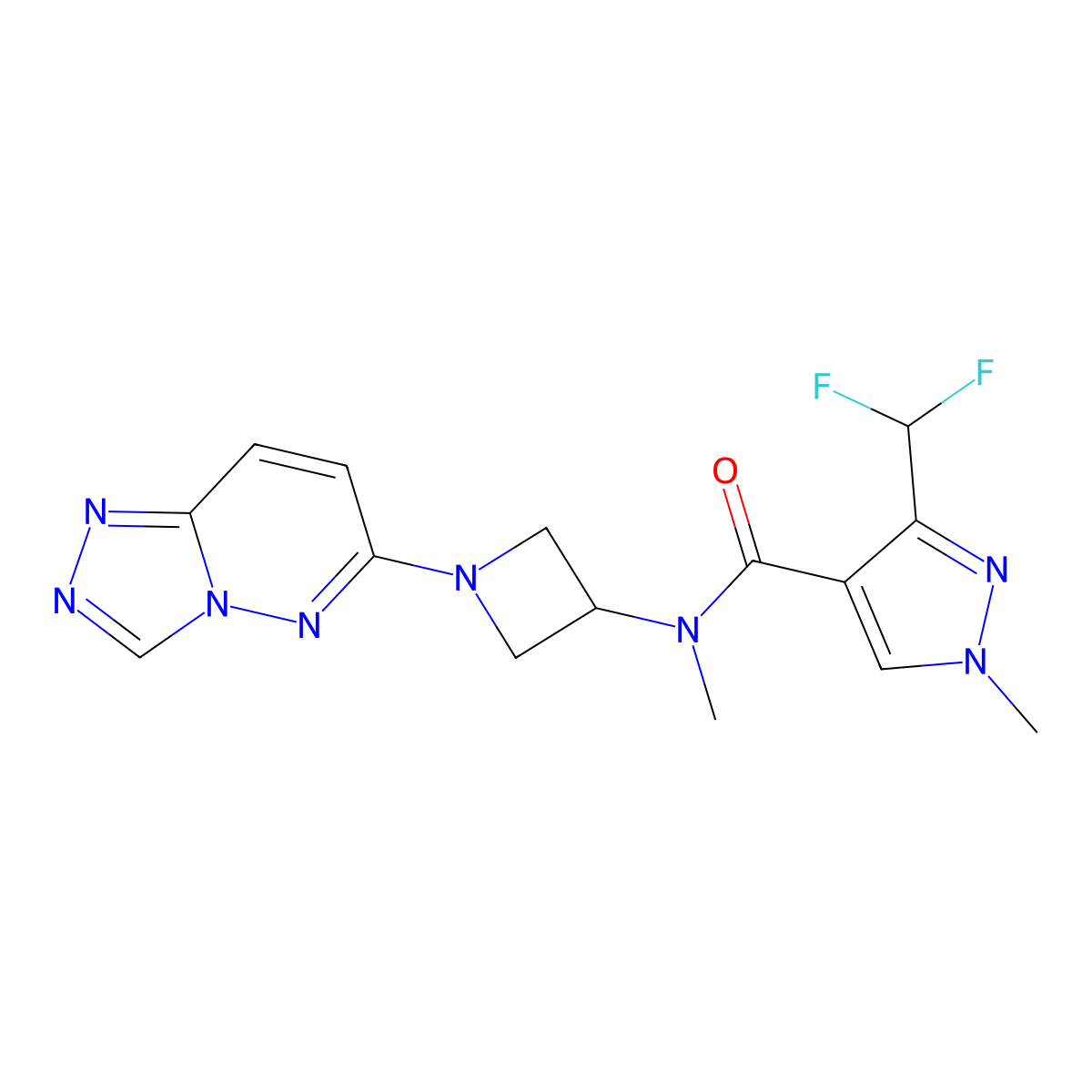 3-(difluoromethyl)-N,1-dimethyl-N-(1-{[1,2,4]triazolo[4,3-b]pyridazin-6-yl}azetidin-3-yl)-1H-pyrazole-4-carboxamide molecular structure, CAS 2320886-70-0