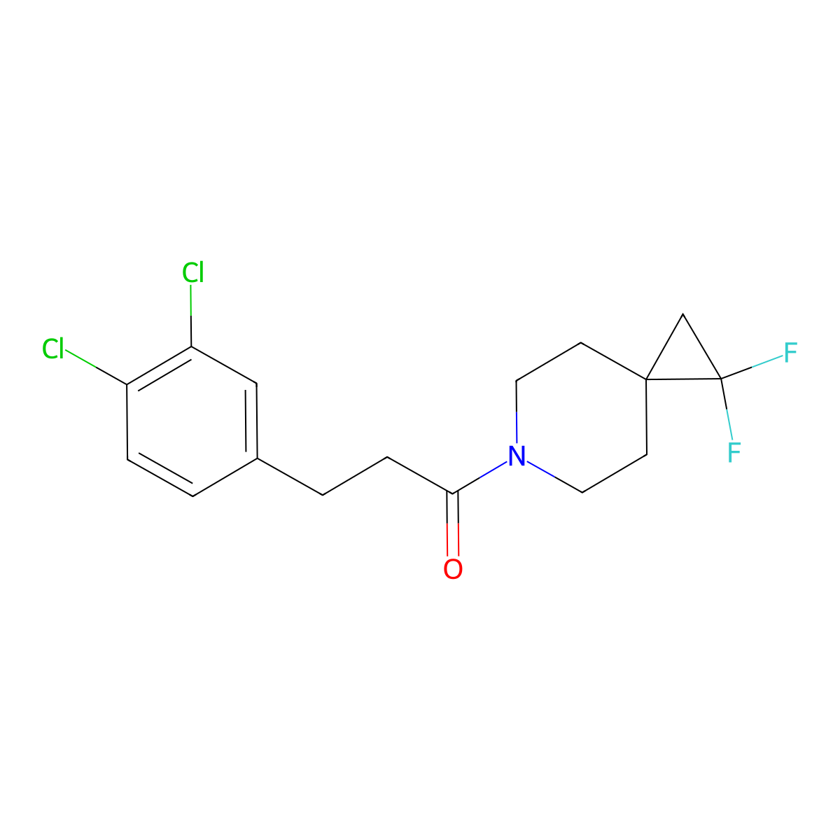 3-(3,4-Dichlorophenyl)-1-{1,1-difluoro-6-azaspiro[2.5]octan-6-yl}propan-1-one molecular structure, CAS 2320886-71-1