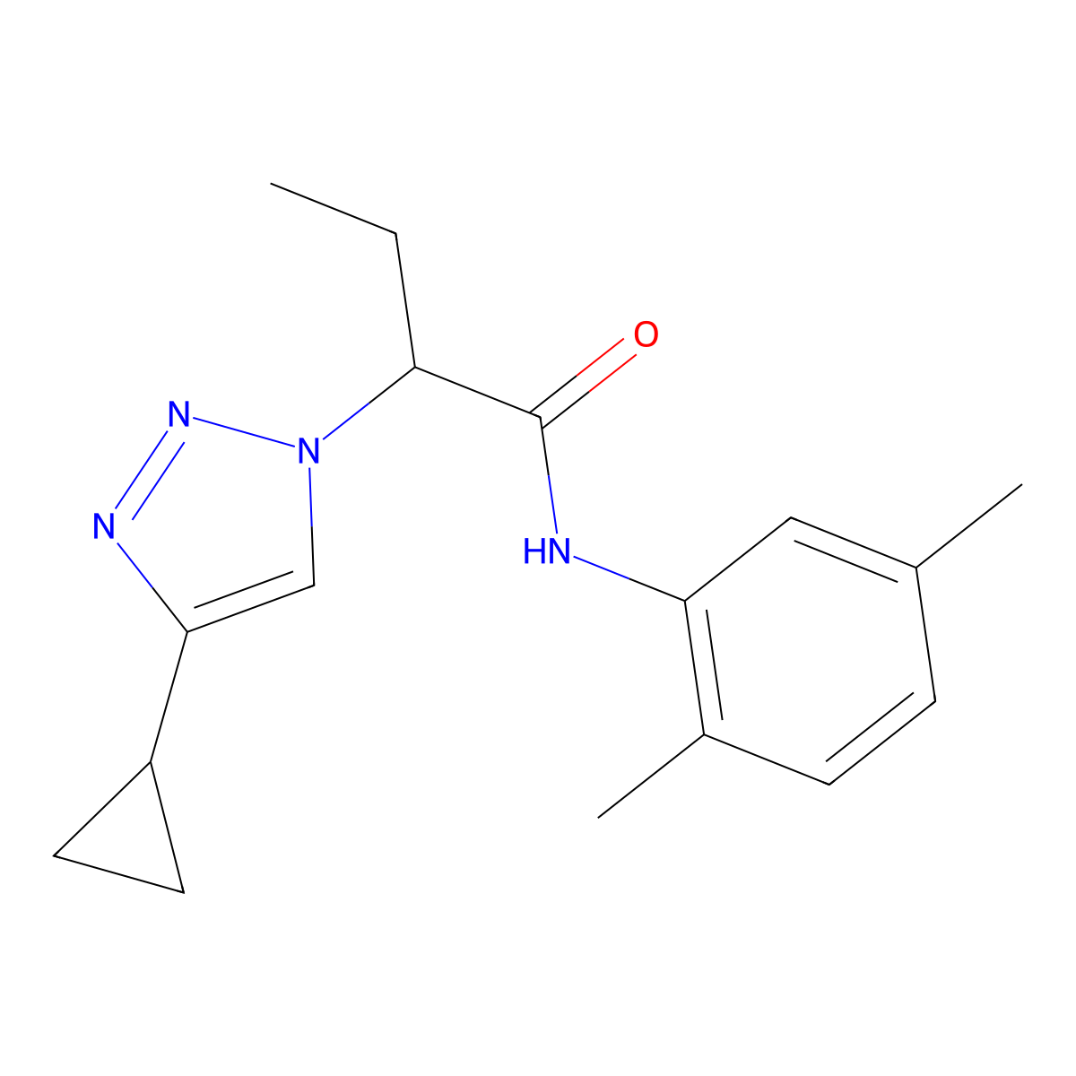 2-(4-cyclopropyl-1H-1,2,3-triazol-1-yl)-N-(2,5-dimethylphenyl)butanamide molecular structure, CAS 2320886-80-2