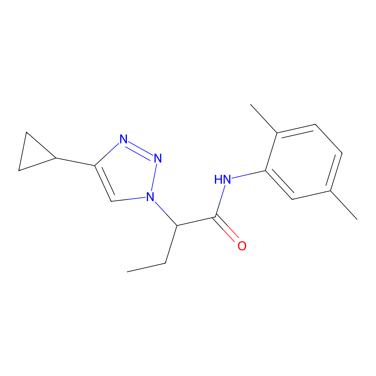 2-(4-cyclopropyl-1H-1,2,3-triazol-1-yl)-N-(2,5-dimethylphenyl)butanamide molecular structure, CAS 2320886-80-2