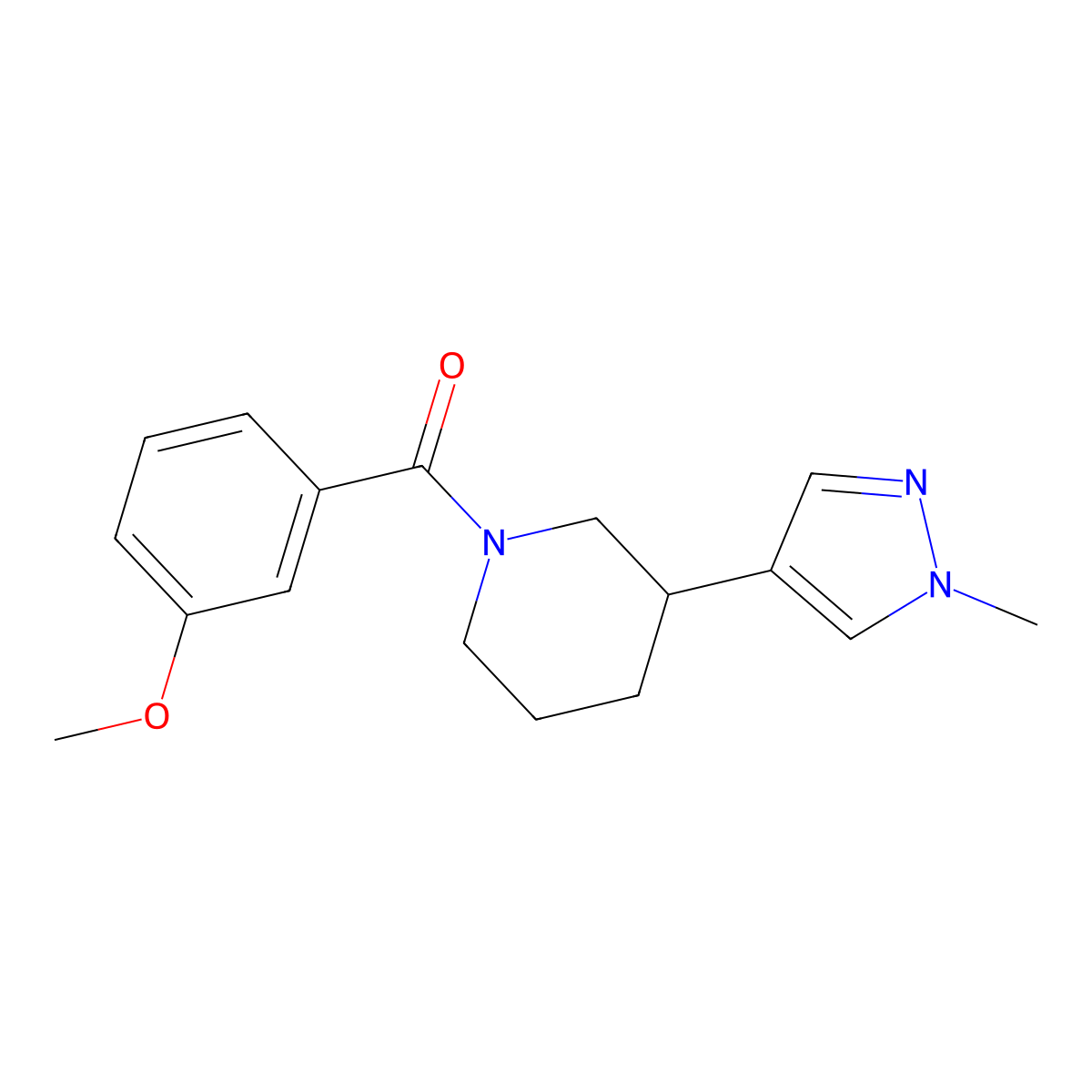 1-(3-methoxybenzoyl)-3-(1-methyl-1H-pyrazol-4-yl)piperidine molecular structure, CAS 2320886-88-0