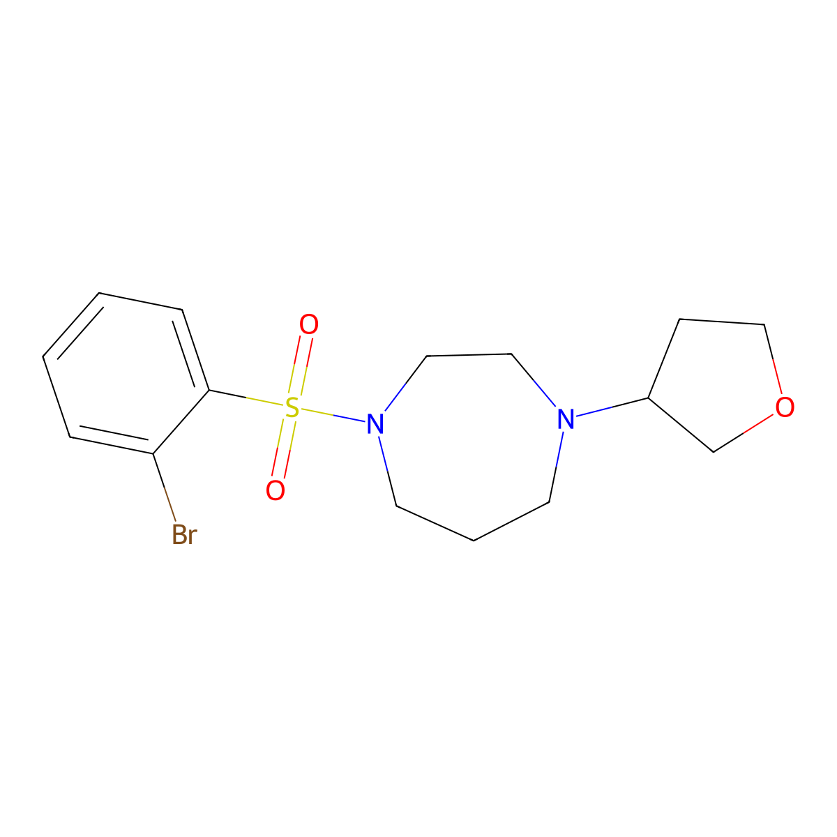 1-(2-Bromobenzenesulfonyl)-4-(oxolan-3-yl)-1,4-diazepane molecular structure, CAS 2320887-02-1