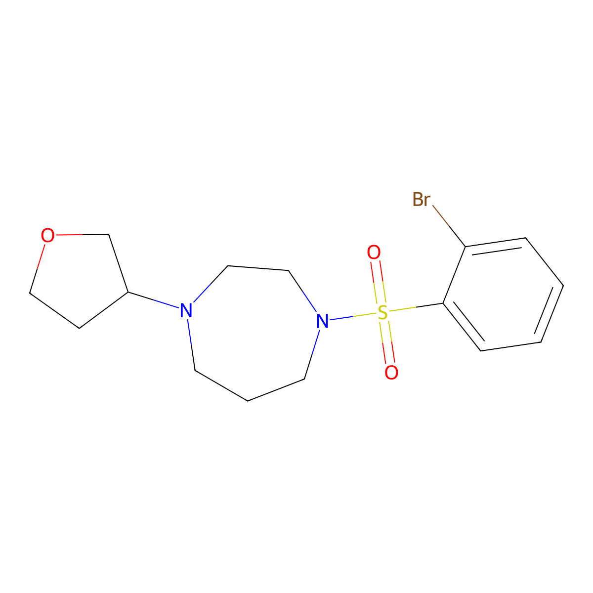 1-(2-Bromobenzenesulfonyl)-4-(oxolan-3-yl)-1,4-diazepane molecular structure, CAS 2320887-02-1