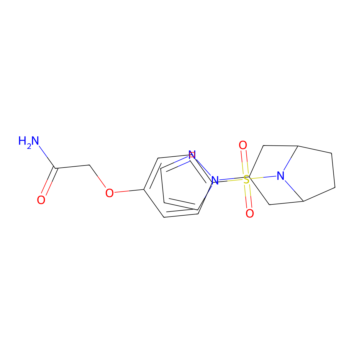 2-(4-{[3-(1H-pyrazol-1-yl)-8-azabicyclo[3.2.1]octan-8-yl]sulfonyl}phenoxy)acetamide molecular structure, CAS 2320887-05-4