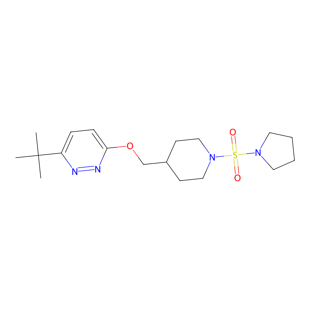 3-Tert-butyl-6-{[1-(pyrrolidine-1-sulfonyl)piperidin-4-yl]methoxy}pyridazine molecular structure, CAS 2320887-10-1