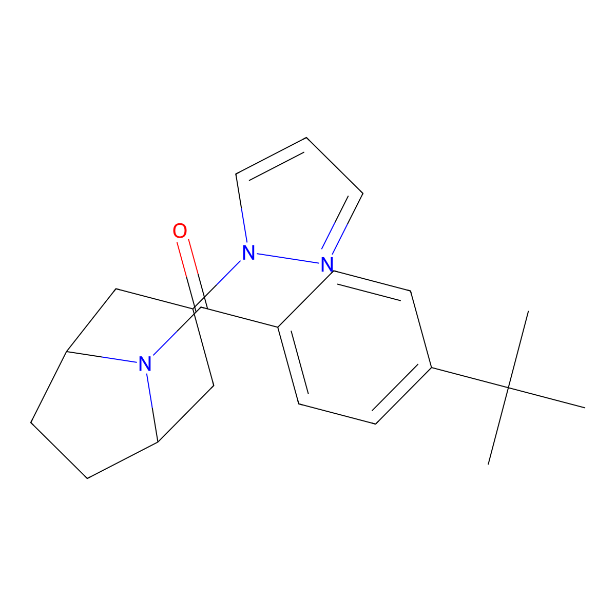 8-(4-tert-butylbenzoyl)-3-(1H-pyrazol-1-yl)-8-azabicyclo[3.2.1]octane molecular structure, CAS 2320887-15-6