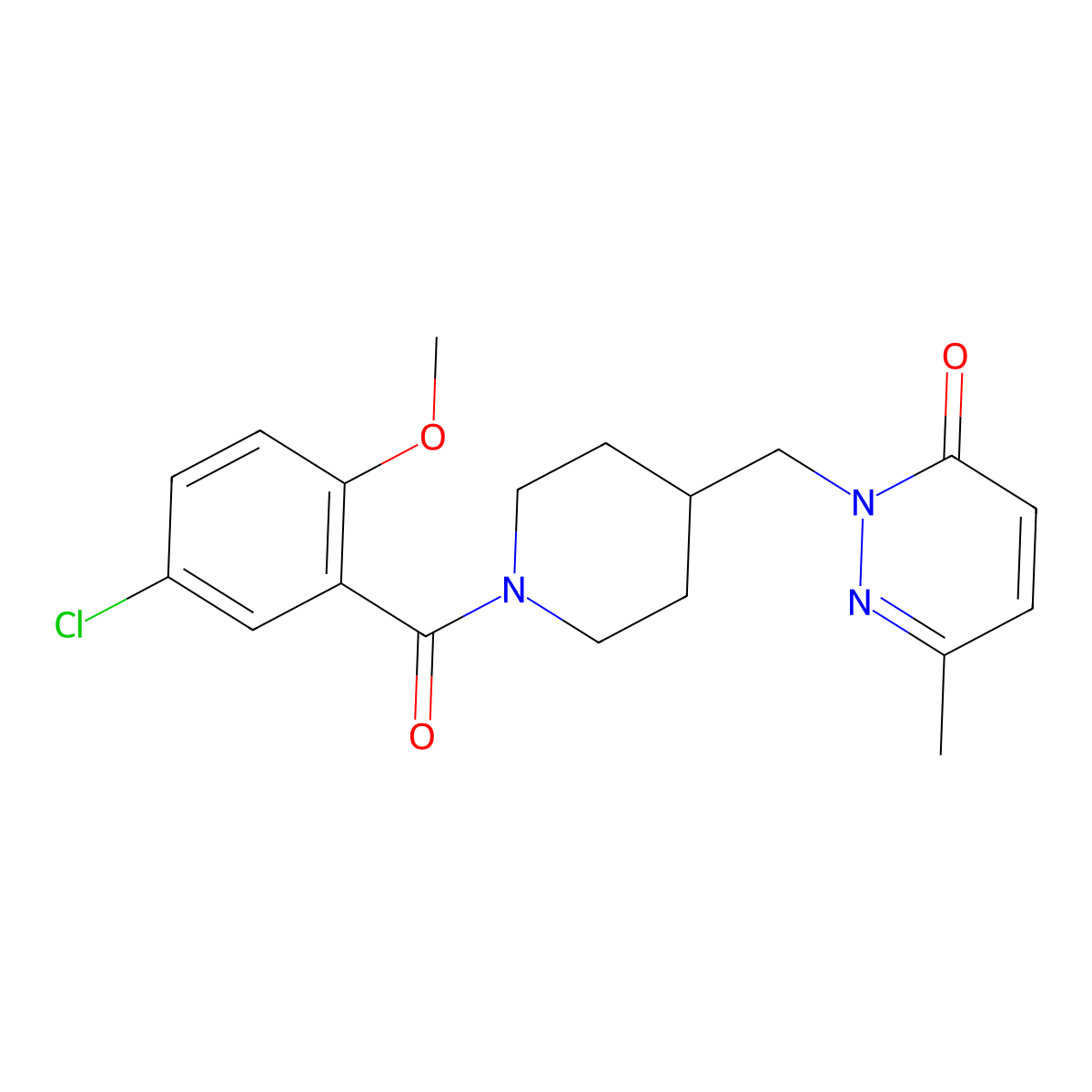 2-{[1-(5-Chloro-2-methoxybenzoyl)piperidin-4-yl]methyl}-6-methyl-2,3-dihydropyridazin-3-one molecular structure, CAS 2320887-21-4