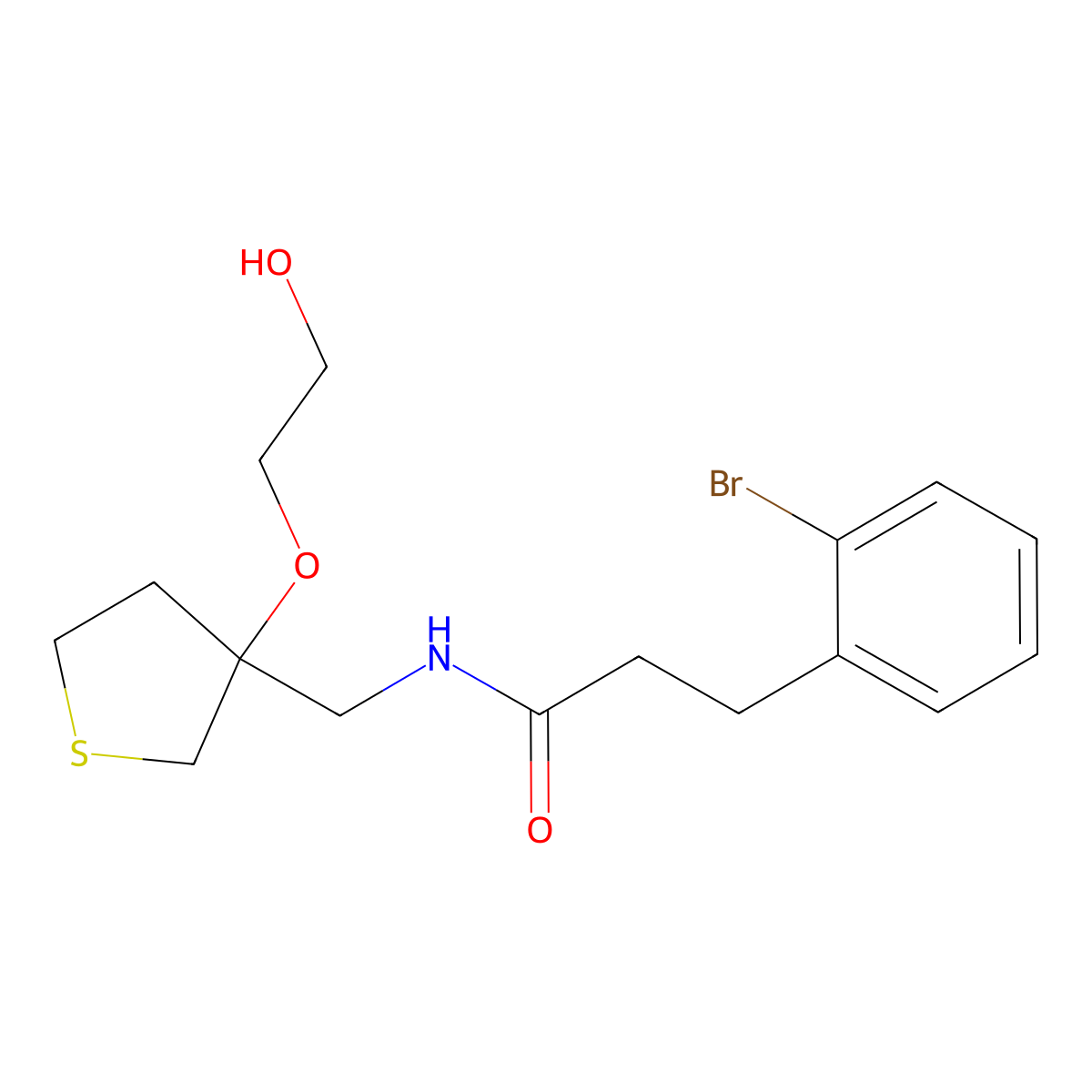 3-(2-bromophenyl)-N-((3-(2-hydroxyethoxy)tetrahydrothiophen-3-yl)methyl)propanamide molecular structure, CAS 2320887-44-1