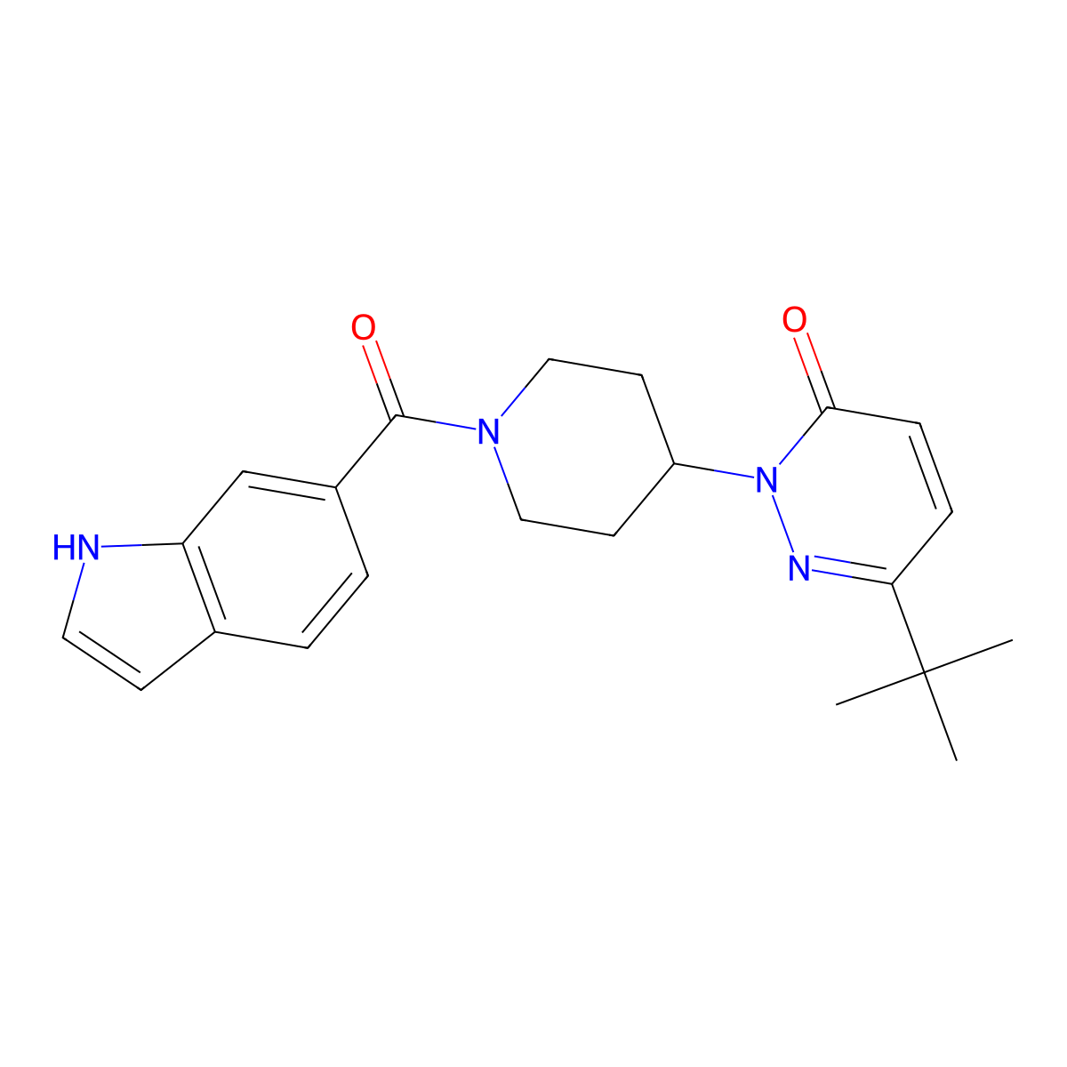 6-tert-butyl-2-[1-(1H-indole-6-carbonyl)piperidin-4-yl]-2,3-dihydropyridazin-3-one molecular structure, CAS 2320887-65-6