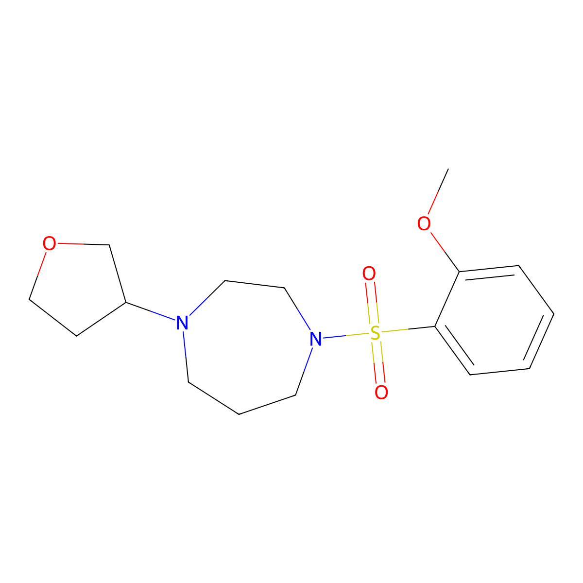 1-(2-Methoxybenzenesulfonyl)-4-(oxolan-3-yl)-1,4-diazepane molecular structure, CAS 2320887-75-8