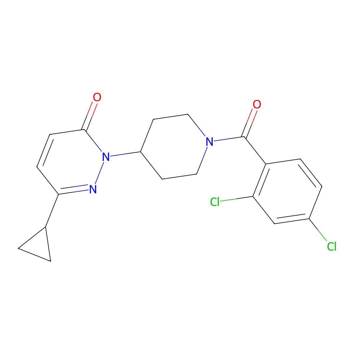 6-Cyclopropyl-2-[1-(2,4-dichlorobenzoyl)piperidin-4-yl]-2,3-dihydropyridazin-3-one molecular structure, CAS 2320887-80-5