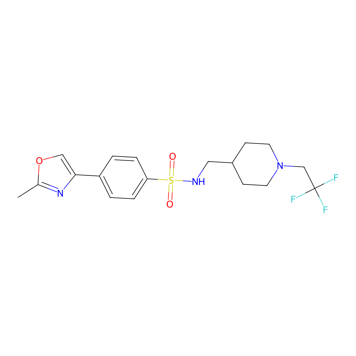 4-(2-methyl-1,3-oxazol-4-yl)-N-{[1-(2,2,2-trifluoroethyl)piperidin-4-yl]methyl}benzene-1-sulfonamide molecular structure, CAS 2320887-89-4
