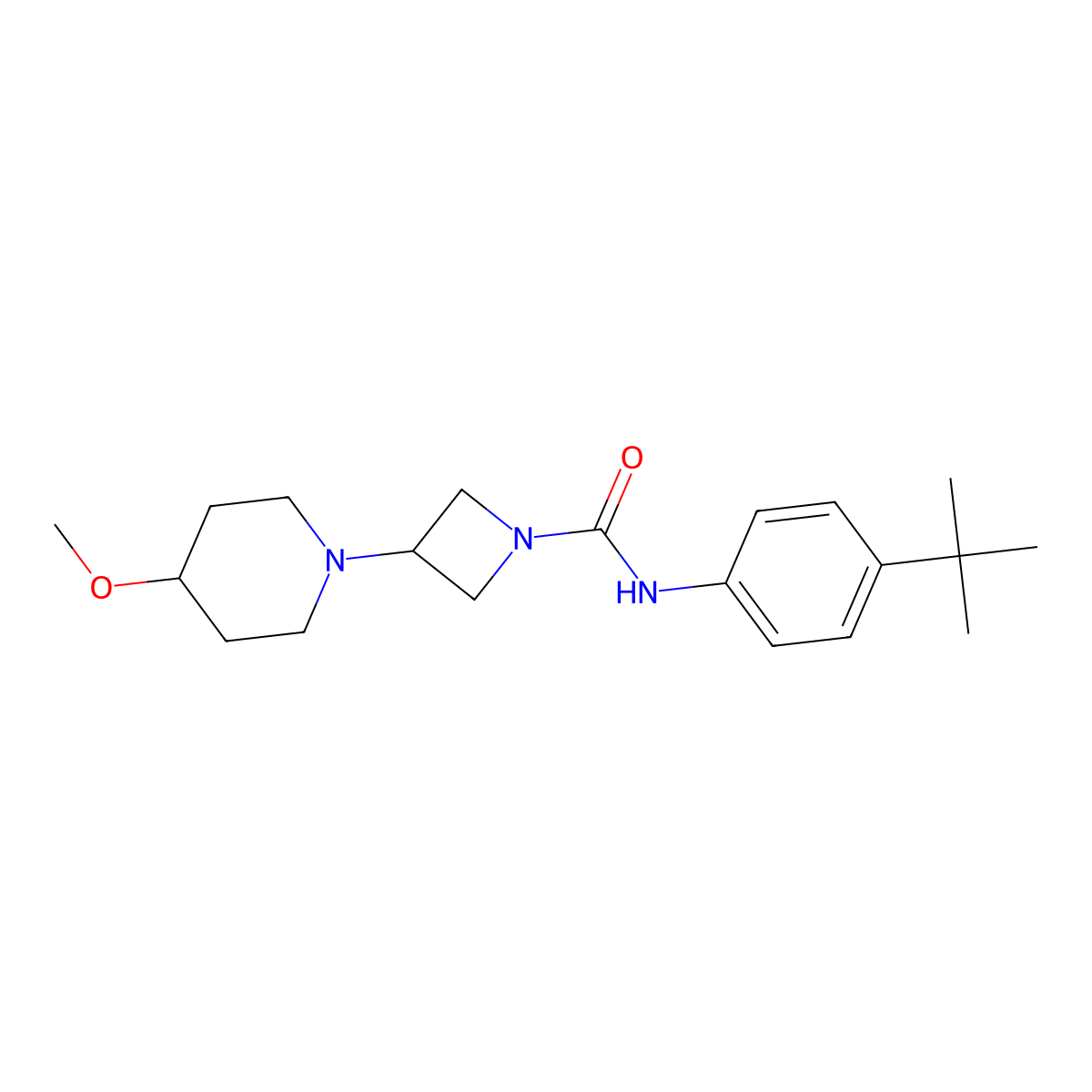 N-(4-Tert-butylphenyl)-3-(4-methoxypiperidin-1-yl)azetidine-1-carboxamide molecular structure, CAS 2320887-95-2