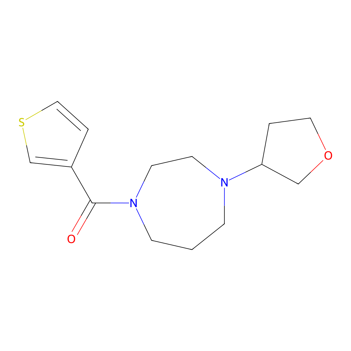 1-(Oxolan-3-yl)-4-(thiophene-3-carbonyl)-1,4-diazepane molecular structure, CAS 2320887-97-4