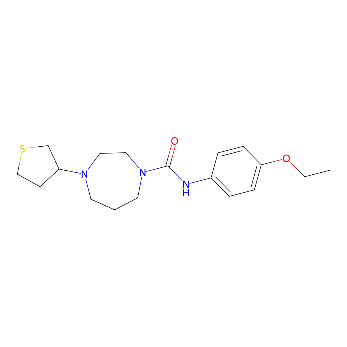 N-(4-ethoxyphenyl)-4-(thiolan-3-yl)-1,4-diazepane-1-carboxamide molecular structure, CAS 2320888-14-8