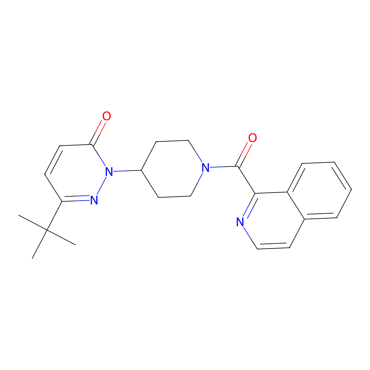 6-Tert-butyl-2-[1-(isoquinoline-1-carbonyl)piperidin-4-yl]-2,3-dihydropyridazin-3-one molecular structure, CAS 2320888-21-7
