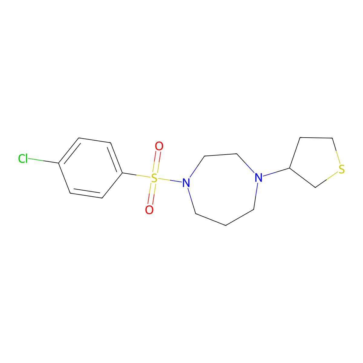 1-(4-Chlorobenzenesulfonyl)-4-(thiolan-3-yl)-1,4-diazepane molecular structure, CAS 2320888-34-2