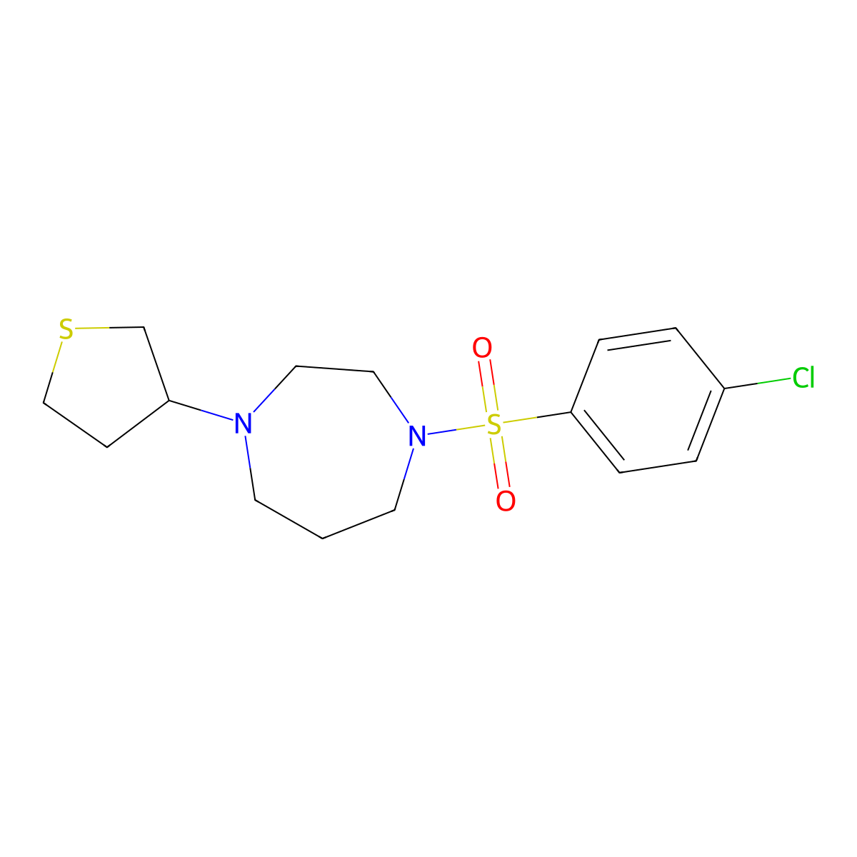 1-(4-Chlorobenzenesulfonyl)-4-(thiolan-3-yl)-1,4-diazepane molecular structure, CAS 2320888-34-2