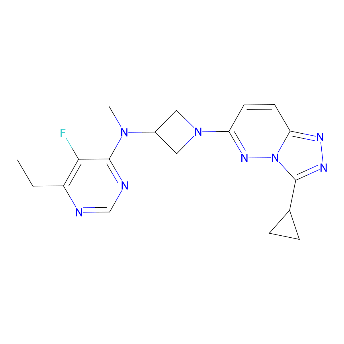 N-(1-{3-cyclopropyl-[1,2,4]triazolo[4,3-b]pyridazin-6-yl}azetidin-3-yl)-6-ethyl-5-fluoro-N-methylpyrimidin-4-amine molecular structure, CAS 2320888-35-3